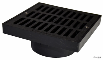 Show details for 6" x 6" x 4" Square Grate and Pipe Adapter, Black - NDS 640 Picture of 6" x 6" x 4" Square Grate and Pipe Adapter, Black - NDS 640