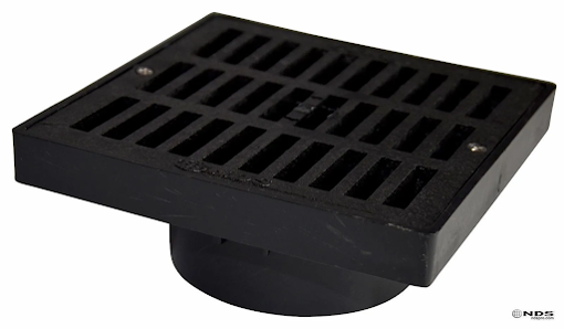 Picture of 6" x 6" x 4" Square Grate and Pipe Adapter, Black - NDS 640
