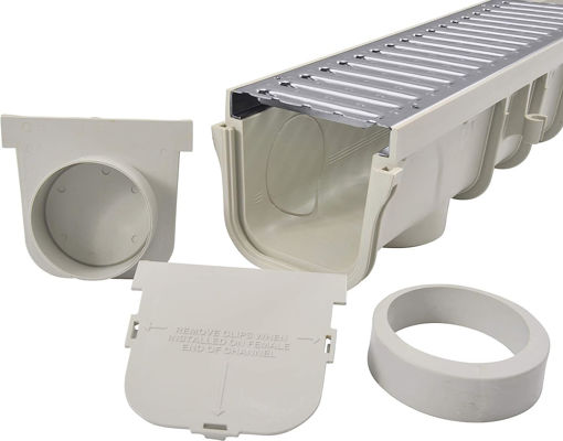 Picture of DRAIN CHANNEL WITH METAL GRATE KIT 5in x 39in GREY, NDS